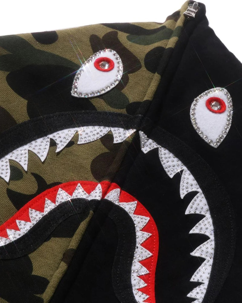 1st Camo Swarovski Shark Full Zip Hoodie